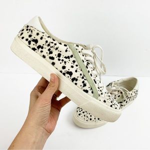 MADEWELL Sidewalk Low Top Sneakers in Calf Hair Splatter Paint Lace Up SIZE 8.5
